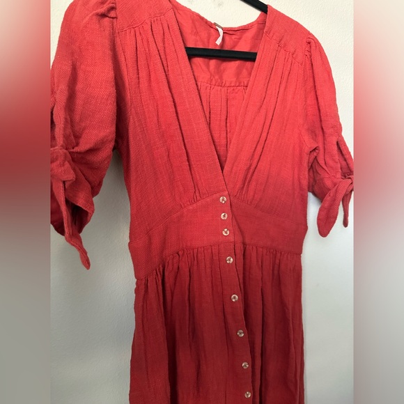 Free People Love of My Life Midi Burnt Orange Dress Button-Down Medium - Picture 7 of 12